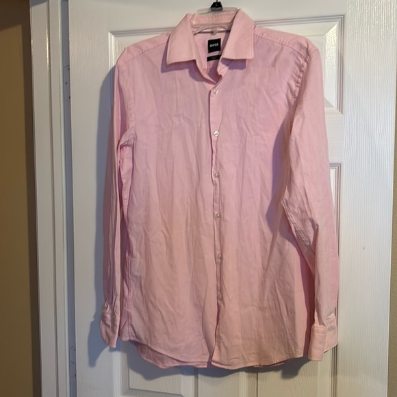 Hugo Boss men’s pink long sleeve button down shirt size large - Picture 1 of 9